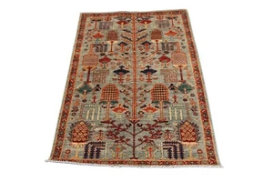 3x5 Ft Gray Oriental Area Rug Afghan Hand Knotted Veg Dye Wool Small Area Rug - Picture 1 of 10