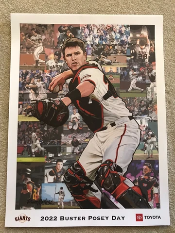 2022 SF Giants Buster Posey Commemorative Collector's Print Poster SGA 18X24 Cover