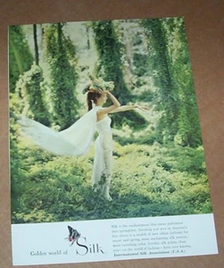 1958 print ad - International Silk Association silken fashion gown Advertising - Picture 1 of 1