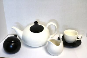 Vintage Italy Eva Zeisel Pottery Teapot, Sugar, Creamer, Cup & Saucer - Revival - Picture 1 of 8