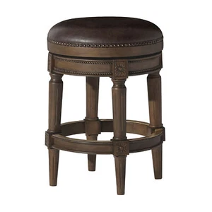 Maven Lane Backless Counter Stool in Walnut Finish w/Saddle Vegan Leather (Used) - Picture 1 of 6