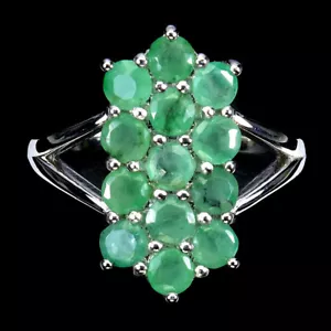 925 Anello Argento Sterling Rotondo Smeraldo 4mm Gemma Gioielli Misura 8 - Foto 1 di 13