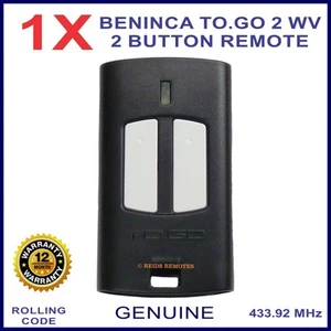 Beninca TO.GO2 WV genuine 2 button gate remote control transmitter - Picture 1 of 2