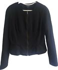 Topshop Size 14 Black Fitted Zip Up Jacket