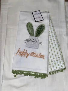 TABITHA WEBB Embroidered Tea KITCHEN TOWEL Set 2 Bunny Happy Easter Rabbit NWT - Photo 1/12