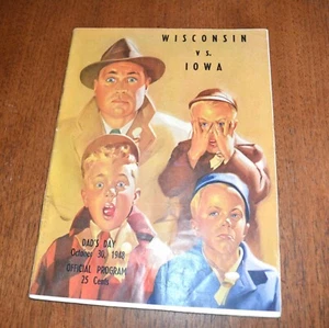 1948 WISCONSIN BADGERS vs. IOWA Hawkeyes Football Program Iowa Stadium DAD'S DAY - Picture 1 of 10