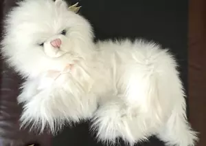 Large A&A Plush White Angora Cat Blue Eyes 20 in Claudette Tag Attached - Picture 1 of 10