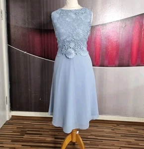 GORGEOUS HOBBS BABY BLUE LACE CHIFFON EVENING DRESS SIZE 12 - Picture 1 of 13