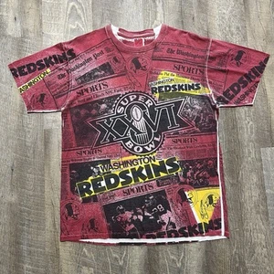 Vintage 1990 Washington Redskins All Over Print T Shirt Super Bowl XXVI L  - Picture 1 of 8