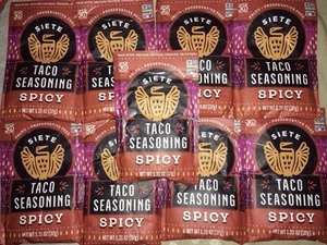 9 Siete Taco Seasoning Packets Spicy 1.31 Oz Paleo Whole 30 Gluten Free Non GMO - Picture 1 of 4