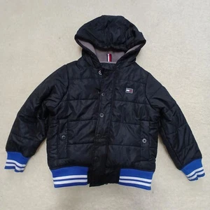 Tommy Hilfiger Hooded Fleece Lined Puffer Jacket (Boy's S/8) • Zip Up Coat Black - Picture 1 of 6