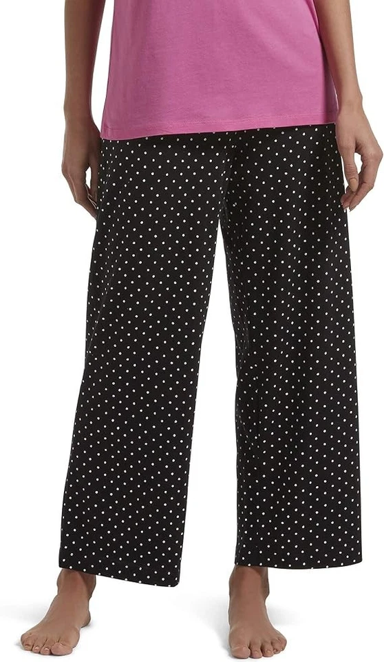 HUE Women Polka Dot-print Drawstring Lounge Pajama Pants Black Multi Size XL