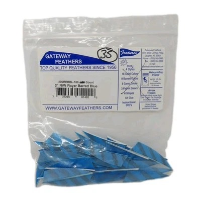 35 plumas Gateway 2" ala derecha: Rayzr Barred Blue 200RRBBL Foto 1 de 2