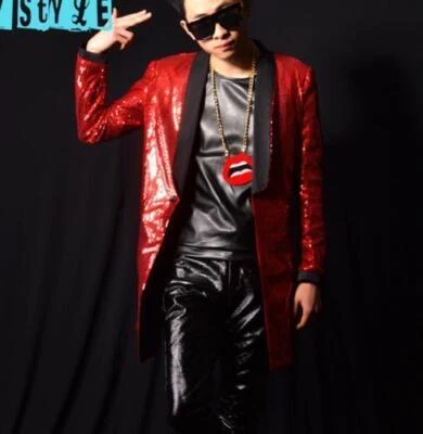 Blazer masculino lantejoulas bling militar bar casaco jaqueta calça vestido rocha formal  - Imagem 1 de 4