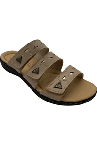 Clarks Collection Leather Slide Sandals Laurieann Nora Sand - Picture 1 of 3