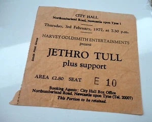 Original Vintage Jethro Tull 1977 Concert Ticket Stub Newcastle City Hall UK - Picture 1 of 4