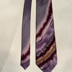 Men's J.Garcia Silk Grey Burgandy Purple Tie Four Inches - Picture 1 of 5
