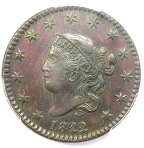 1822 Coronet Matron Large Cent 1C Coin Certified PCGS Uncirculated Detail UNC MS - Picture 1 of 4