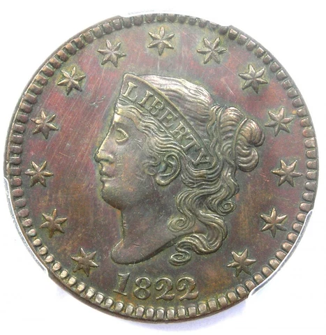 1822 Coronet Matron Large Cent 1C Coin Certified PCGS Uncirculated Detail UNC MS Cover