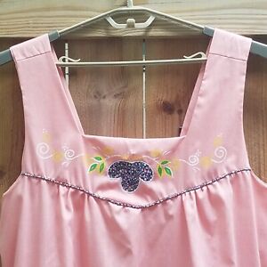 1970s Peach Pink Dress Appliqued Housedress Vintage See Measurements 4X? Volup