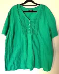 MODA Plus Size 22 Linen Blend Blouse Top Shirt Office Work Casual Party Cruise - Picture 1 of 11