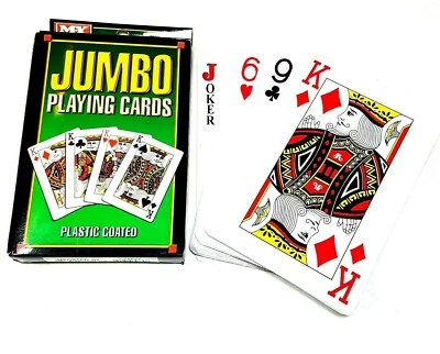 Jumbo Large Giant Playing Cards Games Kids Toys Poker Bridge Pk54 140mm x 95mm - Image 1 of 3