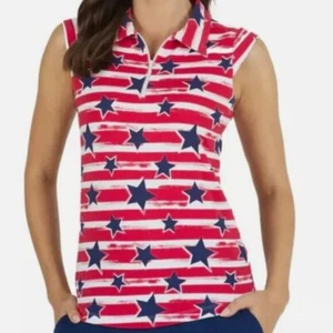 Ibkul Americana small medium large XL 2XL Womens Sleeveless 1/4 Zip Golf Top New - Picture 1 of 12