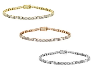 Square Cluster 4 1/2 CT Real Diamond Tennis Bracelet Gold 4.3MM 7/8" - Picture 1 of 7