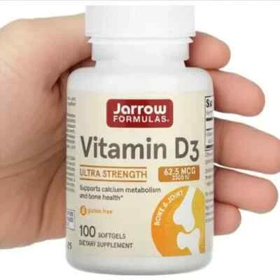 2 X Jarrow Formulas,Vitamin D3,Ultra Strength,62.5 mcg (2,500 IU) 100 Softgels - Image 1 of 2