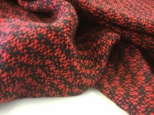NEW Red / Black Colour Wool Boucle Fabric 156cm As Seen Online Designers Images - Picture 1 of 9