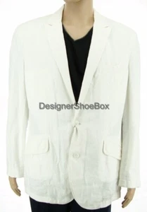 Black Brown 1826 Créateur Blanc Optique Lin Sport Veste Blazer Mens L - Picture 1 of 4