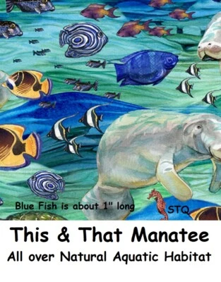 This & That IV Manatee Allover Aquatic cotton quilt fabric Quilting Treasures - Image 1 of 2