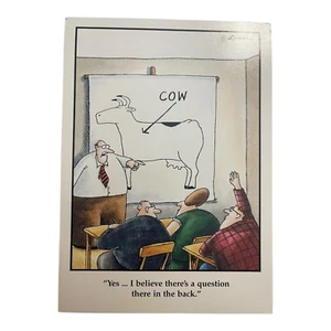 EINE Vintage The Far Side Grußkarte Erziehung Kuh lustig 1983 - Bild 1 von 3