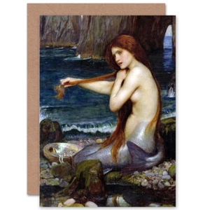 John William Waterhouse sirena peinar pelo pintura tarjeta de Navidad - Imagen 1 de 4