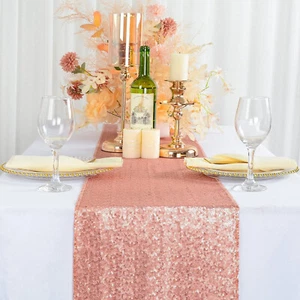 12x108'' Blush Pink Sequin Table Runner Cover Glitter Tablecloth for Party Decor - Picture 1 of 4