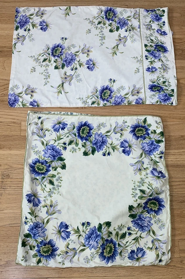 Lote 2 Fundas de Almohada Cornell Reversibles Florales Púrpura Verde Crema Abril Foto 1 de 4
