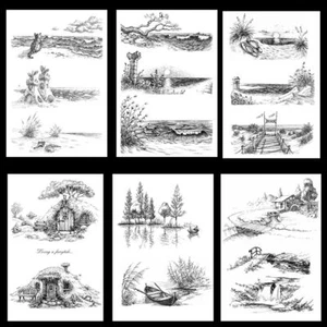 1Set Scenery Clear Stamps Multi Style Rubber Silicone Stamp DIY Scrapbook Decors - Picture 1 of 19