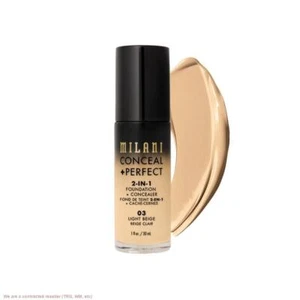 Milani 2-in-1 Foundation + Concealer Liquid Foundation - 03 Light Beige *New* - Picture 1 of 6
