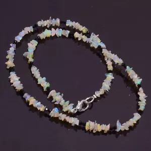 29.1 Ct. Natural Ethiopian Opal Black Spinel Smooth Beads Necklace 16" A-2121 - Picture 1 of 1