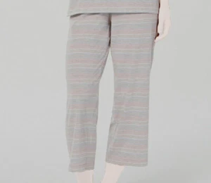 New $67 Charter Club Women's Grey Stripe Print Mid Rise Lounge Pants Ssize M - Picture 1 of 1