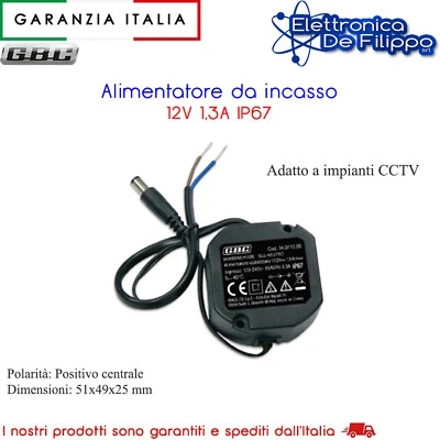 GBC Alimentatore da incasso 12V 1,3A IP67