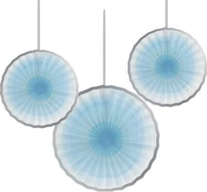 One Little Star Boy Blue Twinkle Cute 1st Birthday Party Paper Fan Decorations - Picture 1 of 1