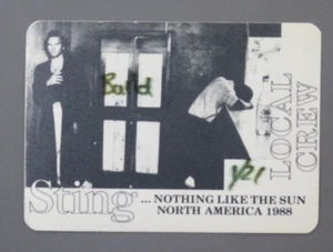 Pegatina de tela satinada Sting Backstage Pass Nothing Like The Sun tripulación local EE. UU. 1/21 - Imagen 1 de 1