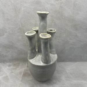 90’s Mid-century multi five spout ceramic clay studio pottery vase 10" MINT RARE - Picture 1 of 12