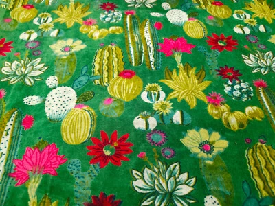 Luxury Indian Soft Velvet Green Floral Art Fabric Upholstery Dressmaking Sewing - Image 1 of 4
