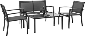 4 Pieces Patio Furniture Set Outdoor Garden Patio Conversation Sets Poolside Law - Picture 1 of 12