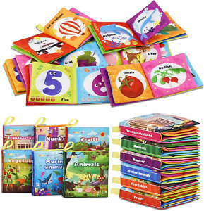 Soft Cloth Books Baby Books Bath Books 6-Pack for Baby Infant Toddler Kids Crink