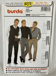 Burda 8272 Mens Pants 3 Styles 1 Cargo 30.75"-45.75" W Sewing Pattern UC FF OOP - Picture 1 of 6
