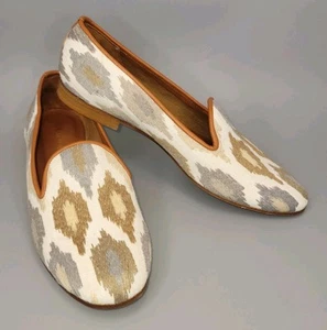 Ramon Tenza Textured Aztec Loafer 8.5 Narrow Slip On Shoe Casual Flats Nude - Picture 1 of 12