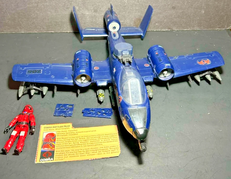 GI Joe Cobra Rattler con Comadreja Salvaje 100% Completo 1984 Jet A-10 Muy Bonito Foto 1 de 4